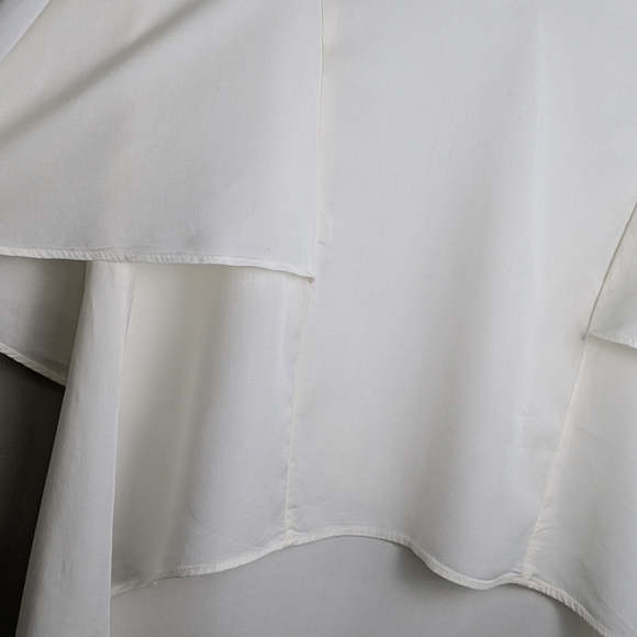 Zara White V-Neck Hi-Low Hem Oversized Layering Artsy Flowy Tunic Beach Vacation - Picture 3 of 16